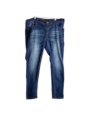 Southpole Womens Blue Denim Skinny Jeans Gold Studded Pocket 42x30 Plus Size Pan